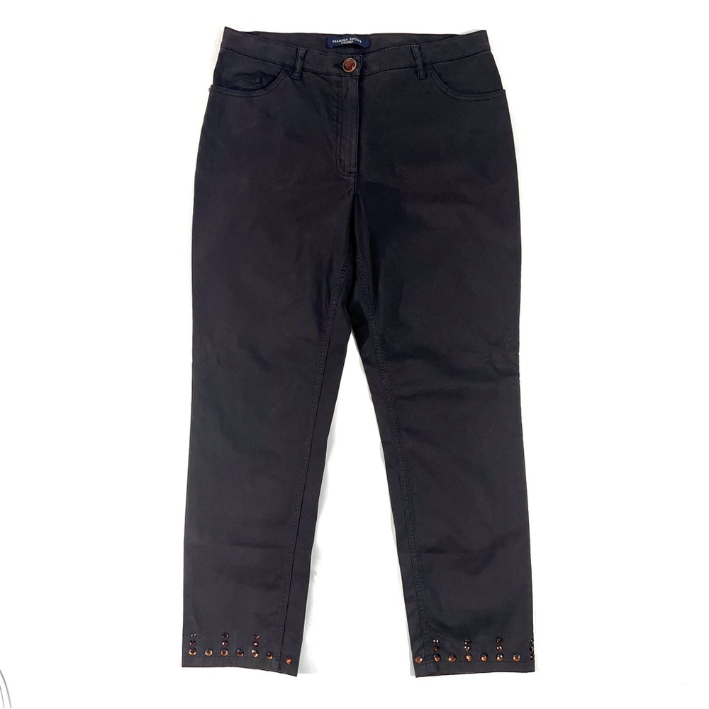 NWT Marina Sport by Marina Rinaldi Wandor Espresso Gem Detailed Denim Pants US10